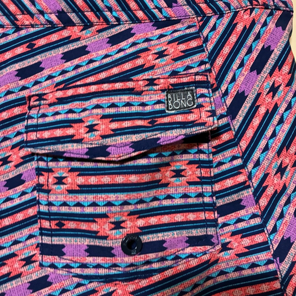 Billabong Aztec Tie Waist Micro Board Shorts Women’s 1 Pink Purple - Picture 5 of 8